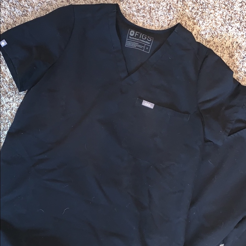 Figs Black one pocket scrub top